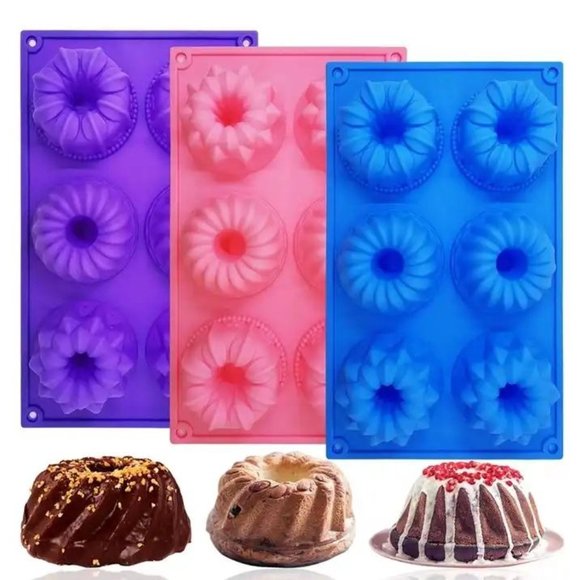 Silicone Bundt Cake Molds, Doughnut Maker Silicone Baking Tray Cupcake Muffin Mo - Picture 3 of 8